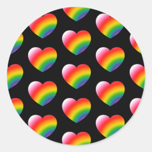 Rainbow Pride Gradient Hearts Patroon Ronde Sticker
