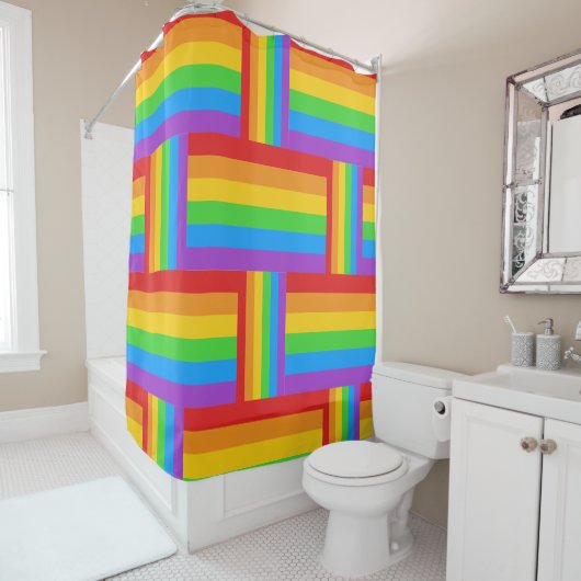 Rainbow Pride Grid Douchegordijn (In situ)