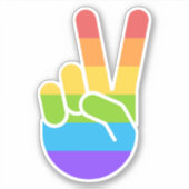 Rainbow Pride Hand Peace Sign Kiss Snijder Sticker (Voorkant)