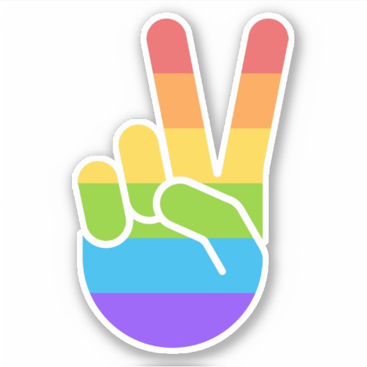Rainbow Pride Hand Peace Sign Kiss Snijder Sticker (Voorkant)