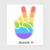 Rainbow Pride Hand Peace Sign Kiss Snijder Sticker (Vel)
