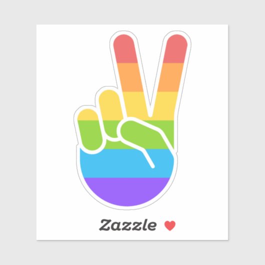 Rainbow Pride Hand Peace Sign Kiss Snijder Sticker (Vel)