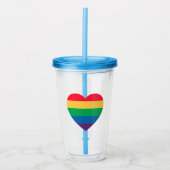Rainbow Pride Heart Acryl Drinkbeker (Voorkant)