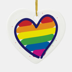 Rainbow Pride Heart Keramisch Ornament