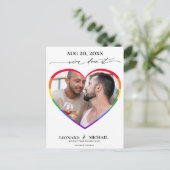 Rainbow Pride Heart Photo Lijst Save the Date Briefkaart (Staand voorkant)