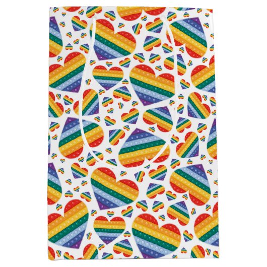 Rainbow Pride Hearts Gift Bag Medium Cadeauzakje (Voorkant)