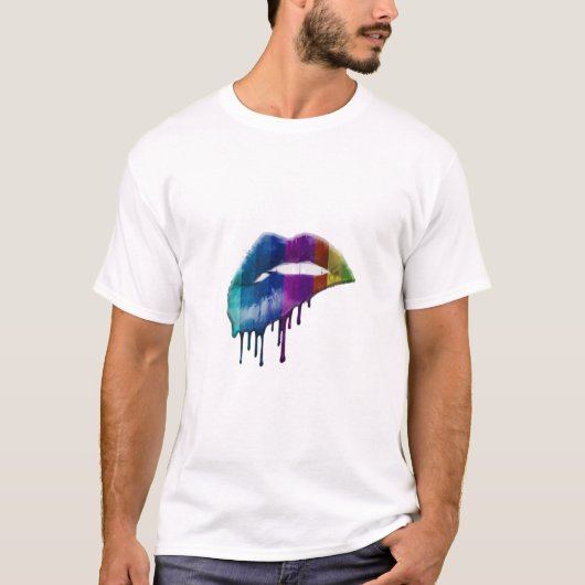 Rainbow Pride Kiss Lips Graphic T-shirt (Voorkant)