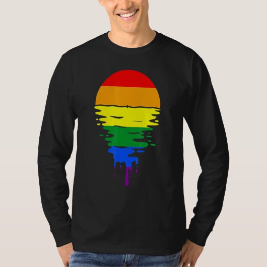 Rainbow Pride Kleuren Zonsondergang T-shirt (Voorkant)