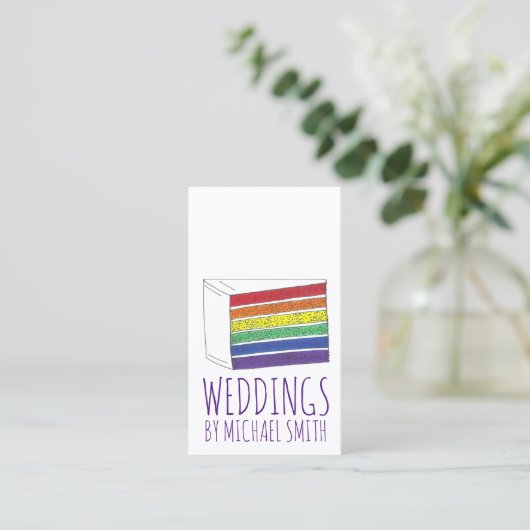 Rainbow Pride LGBT Cake Wedding Planner Bakery Visitekaartje (Staand voorkant)