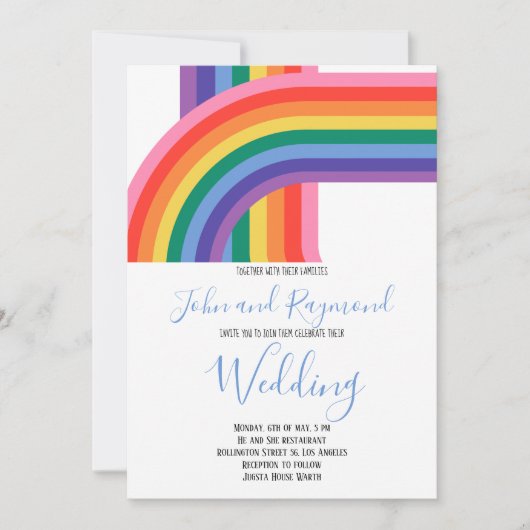 Rainbow Pride LGBT Flag Gay Wedding Uitnodiging (Voorkant)