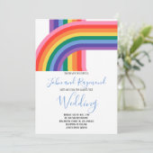 Rainbow Pride LGBT Flag Gay Wedding Uitnodiging (Staand voorkant)