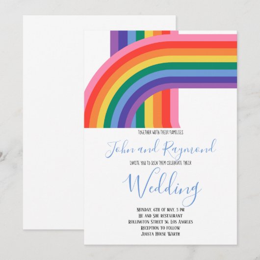 Rainbow Pride LGBT Flag Gay Wedding Uitnodiging (Voorkant / Achterkant)
