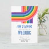 Rainbow Pride LGBT Flag Gay Wedding Uitnodiging (Staand voorkant)