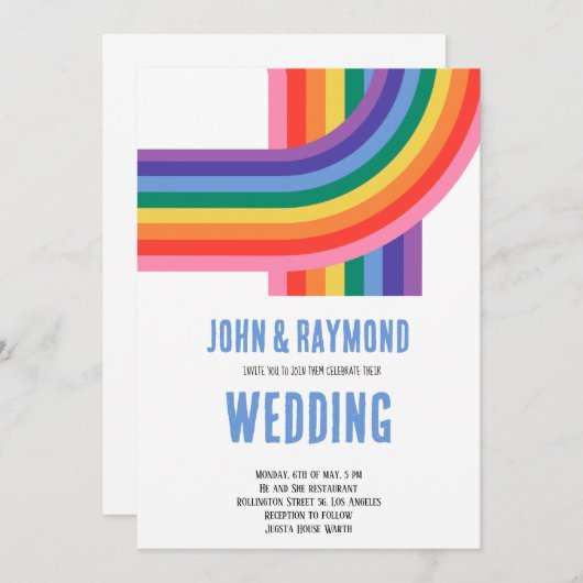 Rainbow Pride LGBT Flag Gay Wedding Uitnodiging (Voorkant / Achterkant)