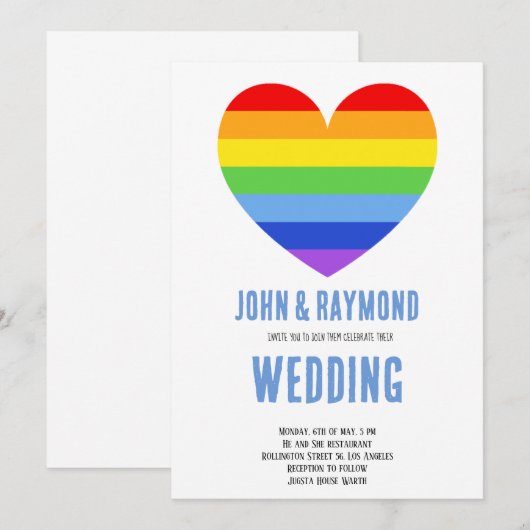 Rainbow Pride LGBT Flag Gay Wedding Uitnodiging (Voorkant / Achterkant)