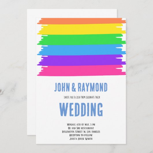 Rainbow Pride LGBT Flag Gay Wedding Uitnodiging (Voorkant / Achterkant)