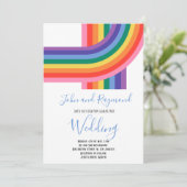 Rainbow Pride LGBT Flag Gay Wedding Uitnodiging (Staand voorkant)