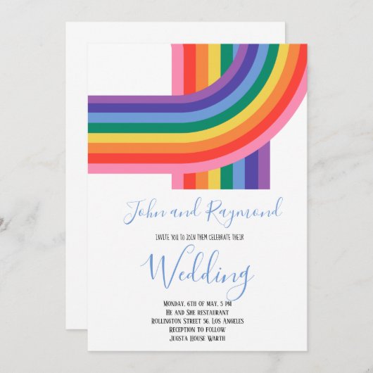 Rainbow Pride LGBT Flag Gay Wedding Uitnodiging (Voorkant / Achterkant)