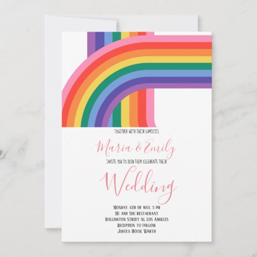 Rainbow Pride LGBT Flag Gay Wedding Uitnodiging (Voorkant)