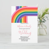 Rainbow Pride LGBT Flag Gay Wedding Uitnodiging (Staand voorkant)