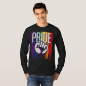Rainbow Pride LGBTQ Flag Power to the People Fist T-shirt (Voorkant volledig)