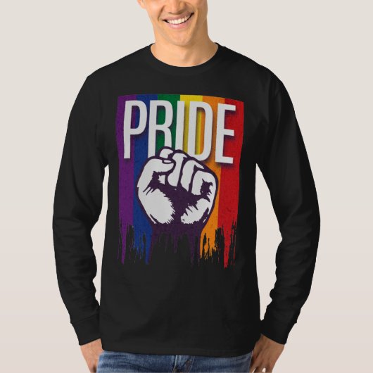 Rainbow Pride LGBTQ Flag Power to the People Fist T-shirt (Voorkant)