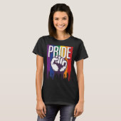 Rainbow Pride LGBTQ Flag Power to the People Fist  T-shirt (Voorkant volledig)
