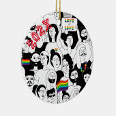 Rainbow Pride LGBTQIA+ Aangepaste naam- Jaar Keramisch Ornament (Rechts)