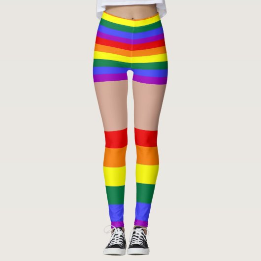 Rainbow Pride Long Sokken Shorts Novelty Fun Leggings (Voorkant)