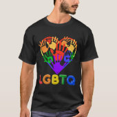 Rainbow Pride Love Heart Hands LGBTQ Unity Design T-shirt (Voorkant)