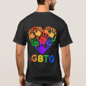 Rainbow Pride Love Heart Hands LGBTQ Unity Design T-shirt (Achterkant)