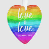Rainbow Pride Love is Love Christmas Heart Shaped Ornament (voorkant)