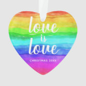 Rainbow Pride Love is Love Christmas Heart Shaped Ornament (achterkant)