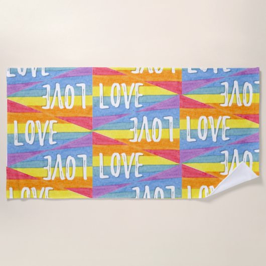Rainbow Pride Love strandlaken (Voorkant)