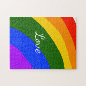 Rainbow pride maand liefde voeg tekstkunst toe legpuzzel (Horizontaal)