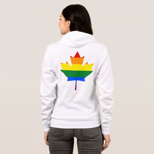 Rainbow pride maple leaf hoodie (Achterkant volledig)