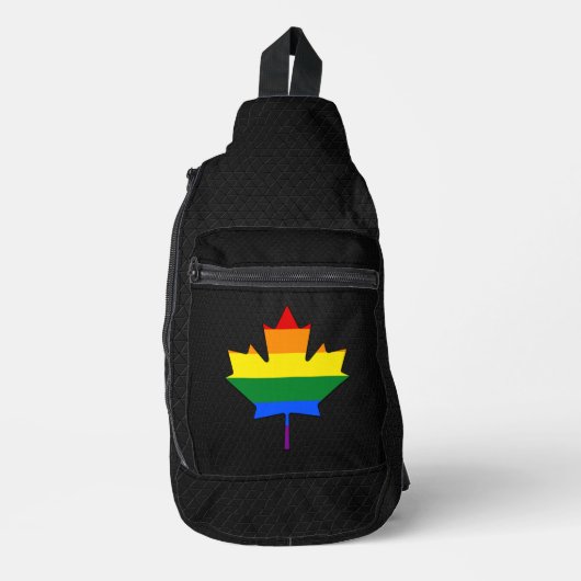 Rainbow pride maple leaf  sling bag (Voorkant)