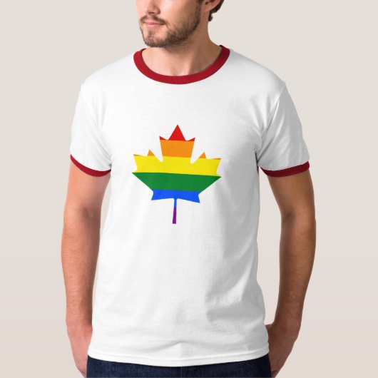 Rainbow pride maple leaf T-Shirt (Voorkant)