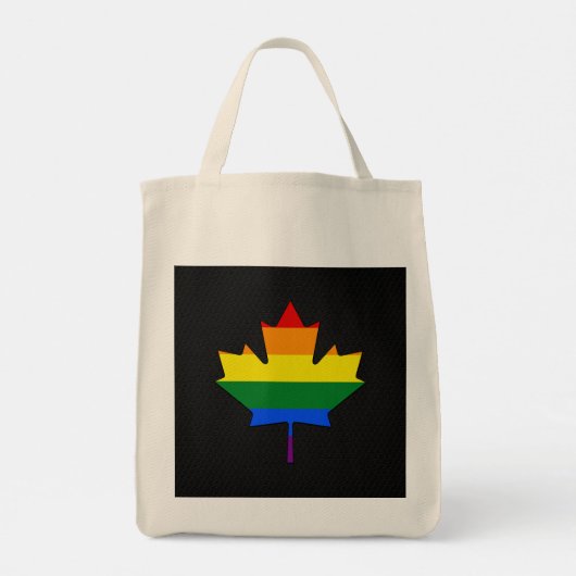 Rainbow pride maple leaf tote bag (Achterkant)
