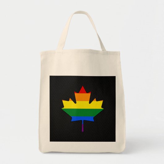 Rainbow pride maple leaf tote bag (Voorkant)