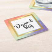 Rainbow Pride met Gold Lijst Wedding Kartonnen Onderzetters (Schuin)