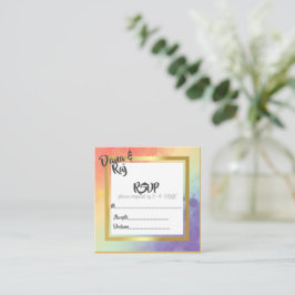 Rainbow Pride met Gold Lijst Wedding RSVP Informatiekaartje