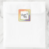 Rainbow Pride met Gold Lijst Wedding Vierkante Sticker (Tas)