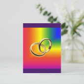 Rainbow Pride met Gold Wedding Bands Briefkaart (Staand voorkant)