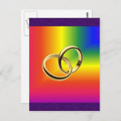 Rainbow Pride met Gold Wedding Bands Briefkaart (Voorkant / Achterkant)