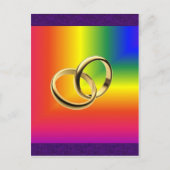 Rainbow Pride met Gold Wedding Bands Briefkaart (Voorkant)
