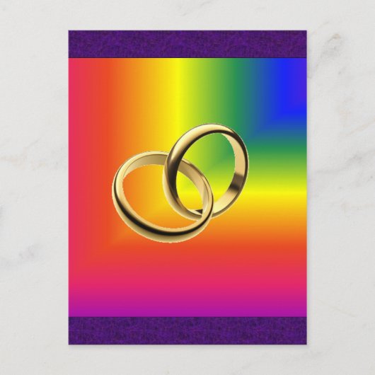 Rainbow Pride met Gold Wedding Bands Briefkaart (Voorkant)