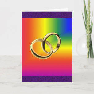 Rainbow Pride met Gold Wedding Bands Kaart