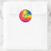 Rainbow Pride met Gold Wedding Bands Ronde Sticker (Tas)
