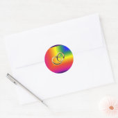 Rainbow Pride met Gold Wedding Bands Ronde Sticker (Envelop)
